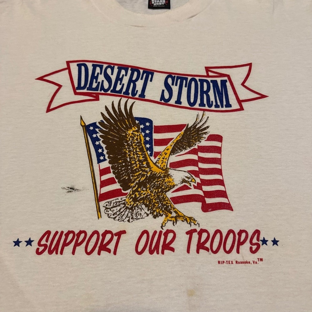 Vintage Screen Stars Best Desert Storm Support Our Troops T Shirt XL White 90s - Picture 3 of 11